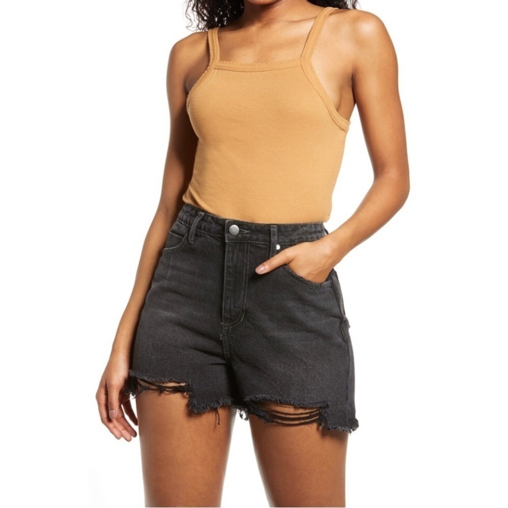 NWT! BP. Picot Trim Cotton Blend Rib Bodysuit in Tan Dale 🪜